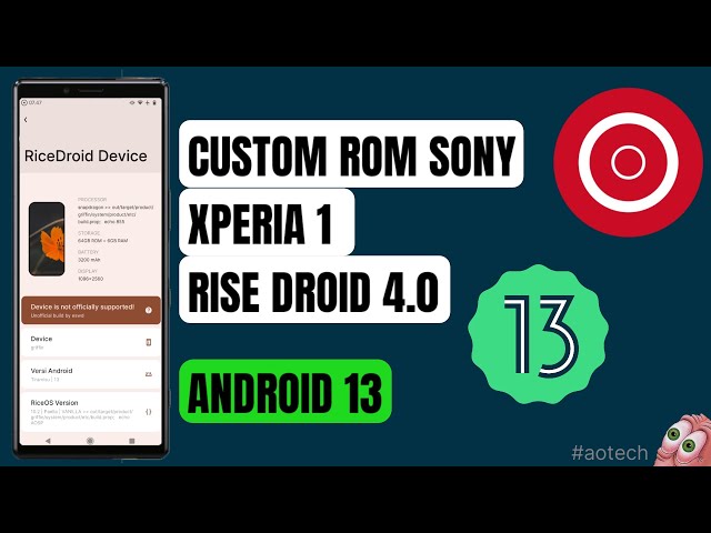 Custom Rom Sony Xperia 1 Rice Droid 4.0 Android 13 | Update os 