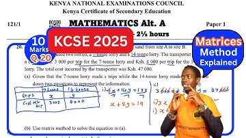 KCSE 2025 Mathematics Exam Paper 1, Ques 20 Marking Scheme