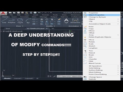 LESSON 6 OF 50: ALL ABOUT MODIFY COMMANDS Part 1 in Auto-CAD 2020
