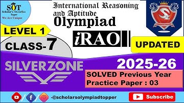 Class 7 Reasoning | IRAO |Silver Zone |Solved Paper 3 |International  Reasoning & Aptitude Olympiad