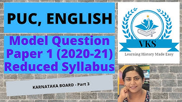 Model Question Paper 1; Reduced Syllabus; Part 3; Online PU English Class; Karnataka State Syllabus