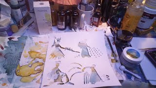 Friday Foughts #inks #mixedmedia #gelpress #gelplate #pmartiststudio #stencils