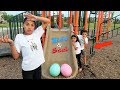 HIDE AND SEEK at the park and open toys surprise eggs Hzhtube Kids Fun