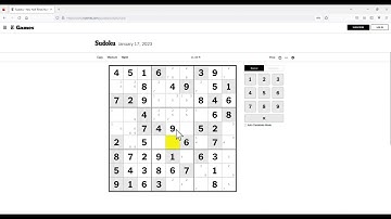 The New York Times Hard Classic Sudoku - Jan 17, 2023