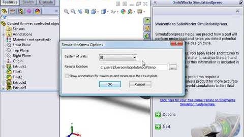 Units in Solidworks Simulation Xpress