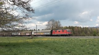 SBB Re 420 125 und Re 420 154 mit RLC-Messzug zwischen Uttigen und Thun