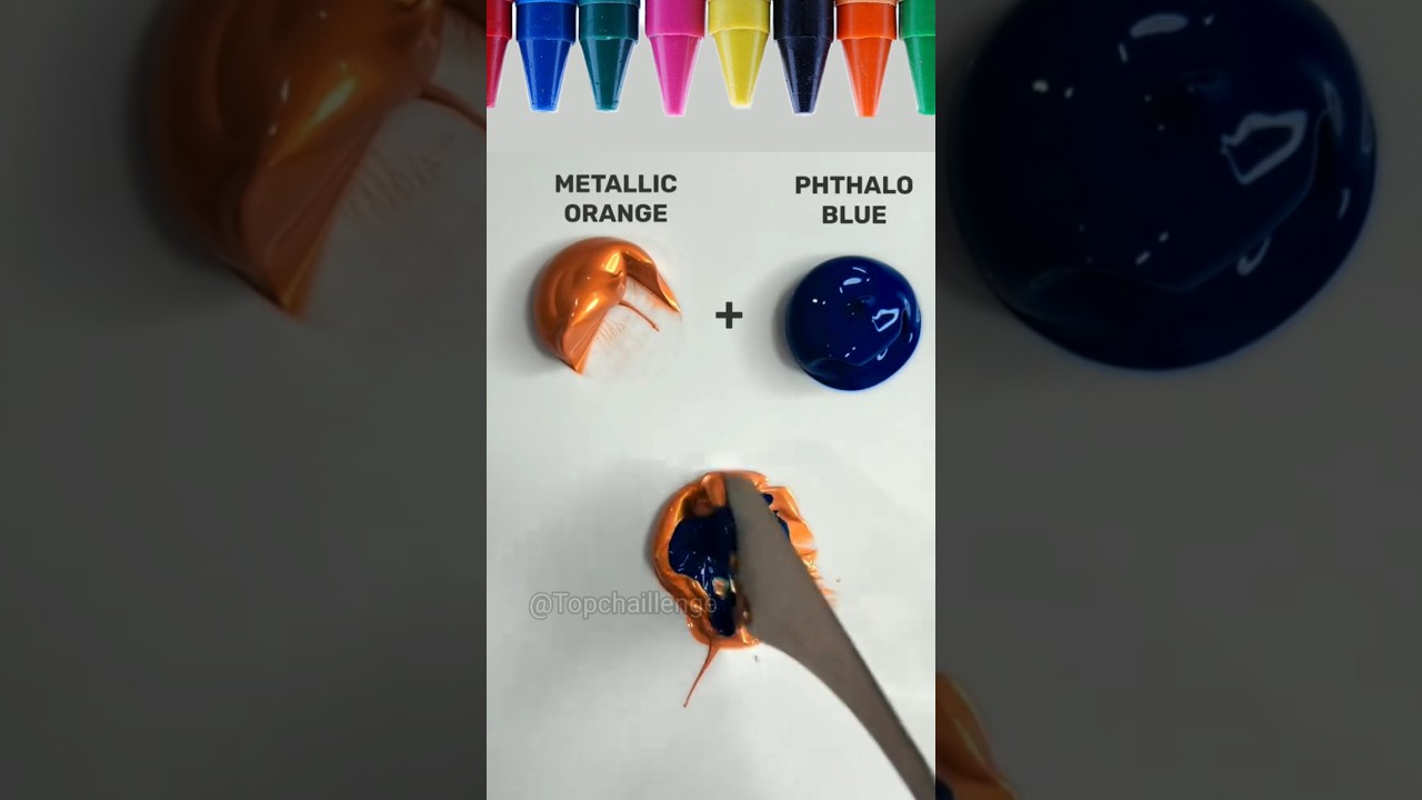 Metallic orange🆚phthalo blue colour mixing video//colour video//colour mixing
