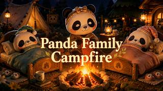 Panda Family Campfire ASMR | made for me | Cozy Forest Fire Sounds for Peaceful Relaxation