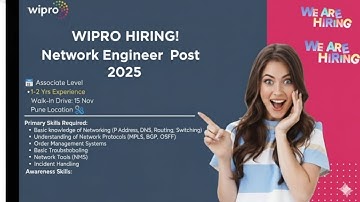 Wipro Network Engineer Hiring 2025! | 1-2 Yrs Experience Walk-In Drive in Pune | Full