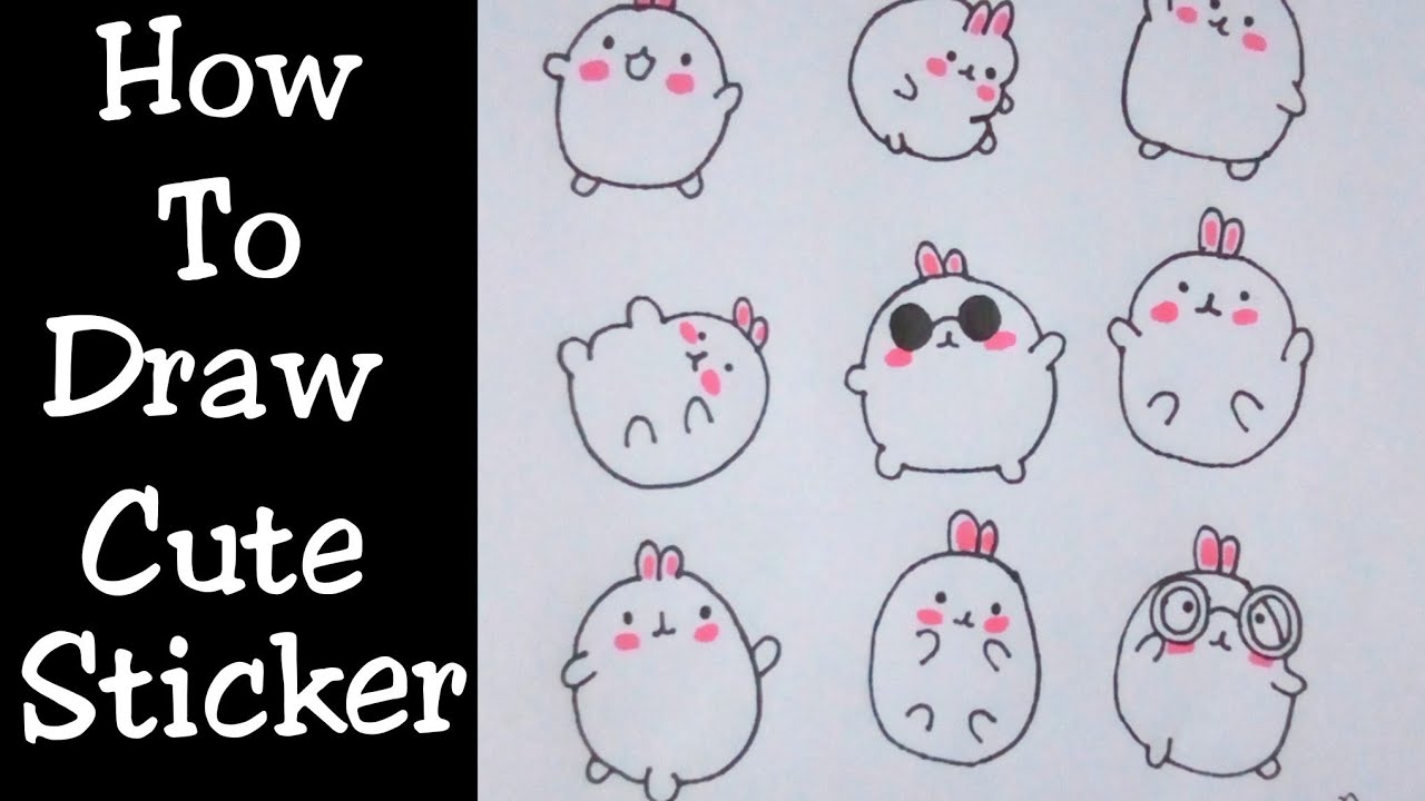 How to draw cute Stickers. Easy cute sticker drawing tutorial ...