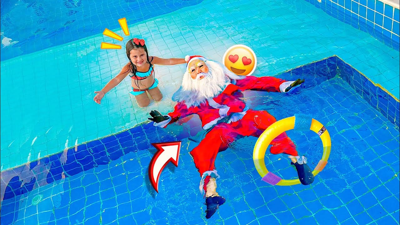 LAYRA ENSINOU O PAPAI NOEL A NADAR NA PISCINA FUNDA!