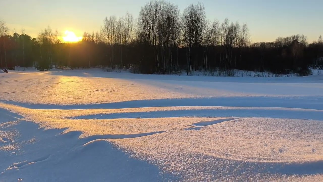 Golden Sunset Over Shining Snow