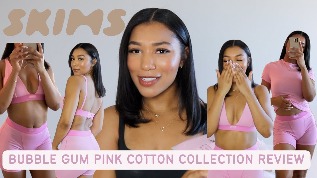 SKIMS BUBBLEGUM PINK COTTON COLLECTION REVIEW +TRY ON 