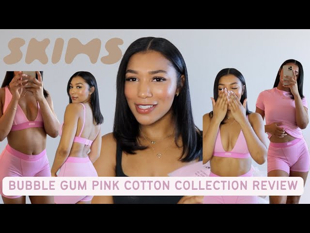 SKIMS BUBBLEGUM PINK COTTON COLLECTION REVIEW +TRY ON 