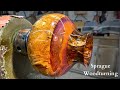 Woodturning - Stabilized Spalted Maple and Resin Shavings Hollow Form (Amazing!)