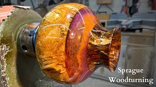 Woodturning  Stabilized Spalted Maple and Resin Shavings Hollow Form (Amazing!)
