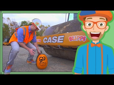 Blippi Halloween Song | Crushes Pumpkin with Roller Construction Vehicle