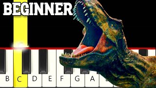 Jurassic Park Theme - Very Easy and Slow Piano tutorial - Only White Keys