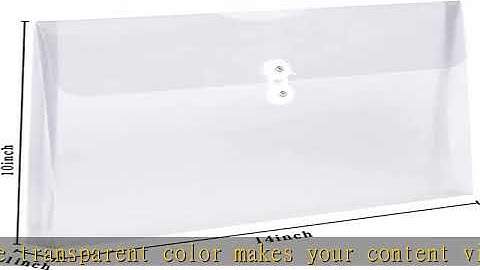 TIENO Plastic Envelopes with String Closure Clear Side Loading Folders Legal Size Paper Office Orga