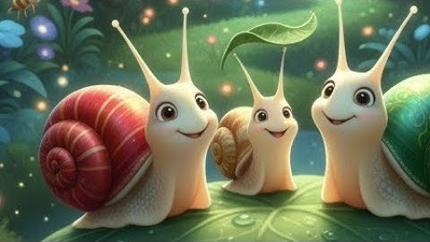 Snails move slowly crawling on the leaves