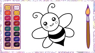 Как нарисовать ПЧЕЛУ | Мультик - раскраска Пчела | Учим цвета на Русском и Английском