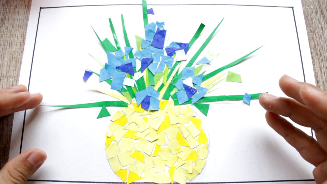 Art Easy by ครูสีฝุ่น : การปะติดแจกันดอกไม้