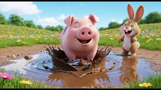 Piggy And Bunny In The Mud Fun Farm Nursery Rhyme For Kids