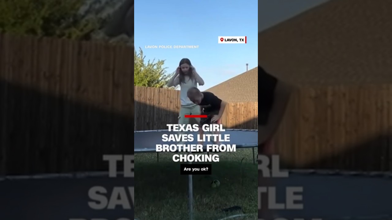 Texas girl saves brother from choking on trampoline
