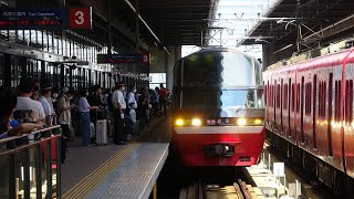 【空港パノスパ】名鉄1200系1016F岐阜行き特急(パノラマSuper)　中部国際空港駅到着･発車(ミュージックホーン付き)
