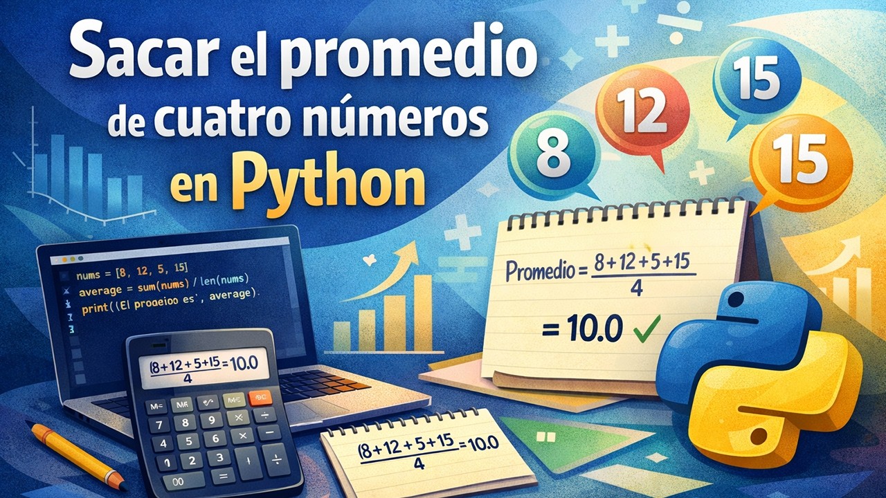 Sacar el promedio de cuatro números en Python - YouTube