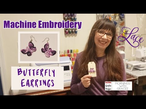 How to Make Butterfly Earrings | Lace Designs | Machine Embroidery ...