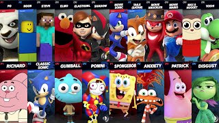 Sonic vs Mario vs Minecraft vs Roblox vs SpongeBob vs Inside Out | Super Smash Bros Ultimate