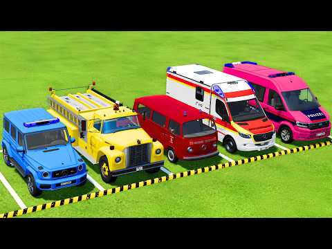 TRANSPORTING POLICE CARS, FIRE DEPARTMENT, AMBULANCE EMERGENCY VEHICLES WITH MAN TRUCKS ! FS22