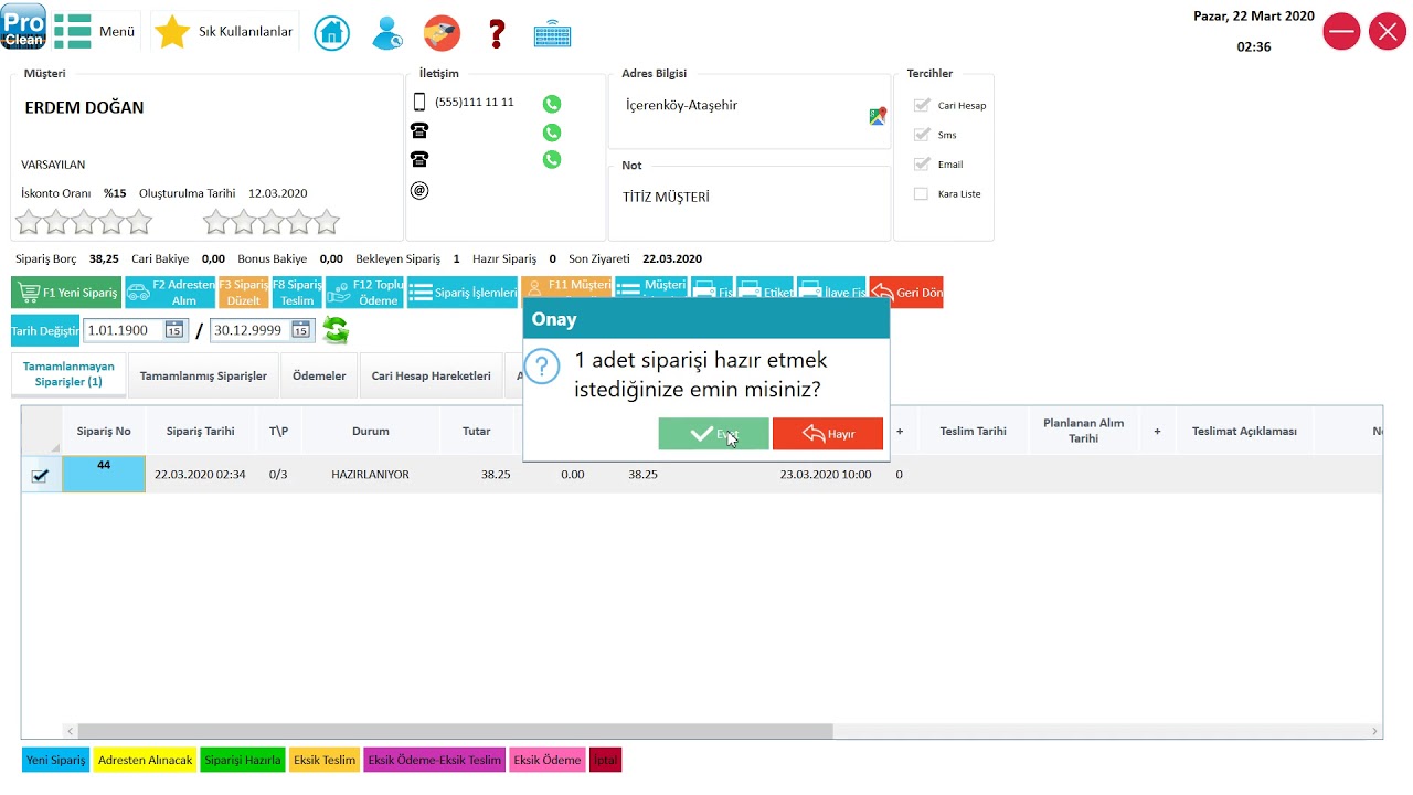 10 Siparişin Hazıra Çekilmesi