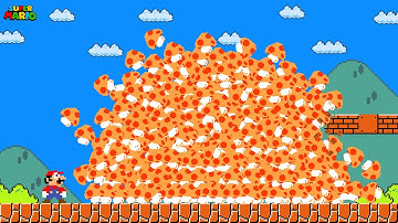 What if Mario with 999 Super Mushroom tried to beat Super Mario Bros.?