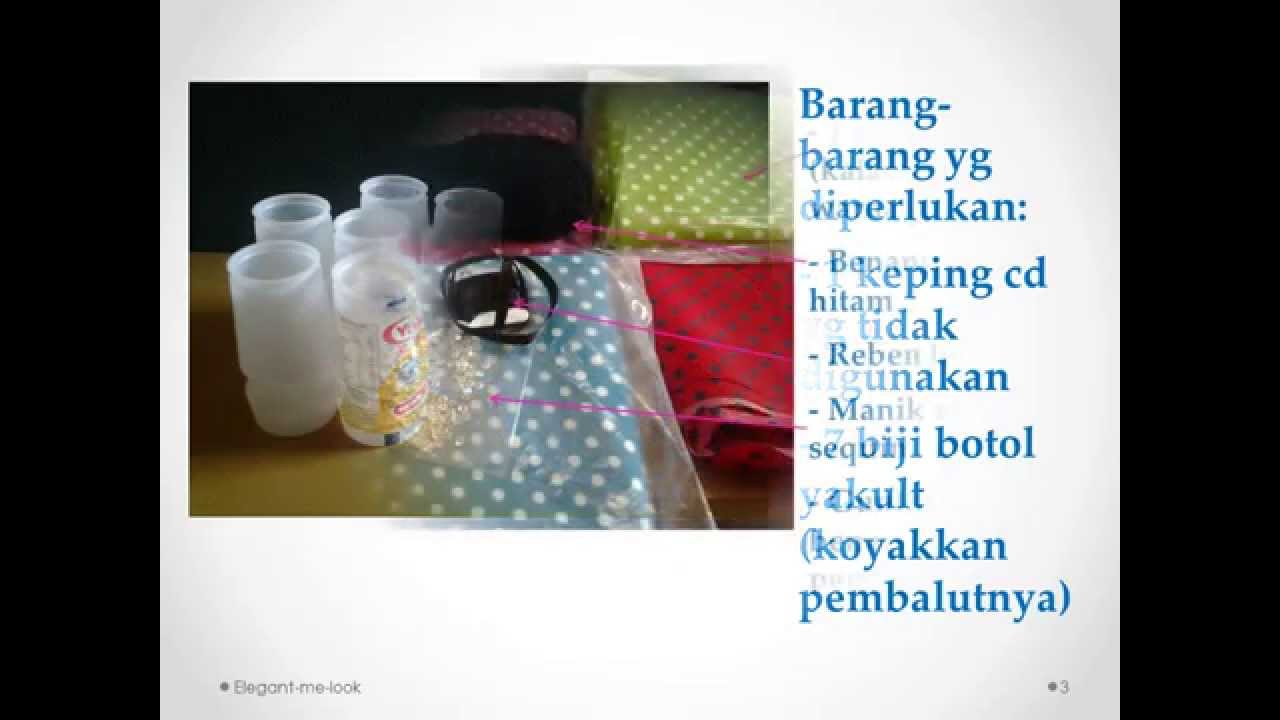 Tempat alat tulis yang comel dari botol  yakult  dan cd 