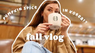 FALL VLOG 🍂🍁☕️ PUMPKIN SPICE IN KOREA! Daiso shop with me + travel skincare
