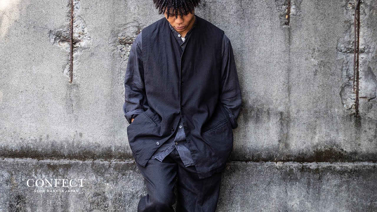 confect upcycleLino ポプリンロングベスト　ミディアムグレー Limited Item】 UpcycleLinoポプリンロングベスト ｜CONFECT
