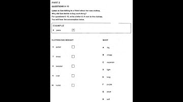 Listening A2, KET 3, Test 1, Part 2