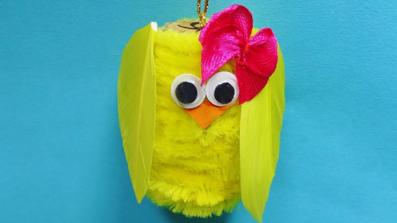 DIY How to Make a Cute Cork and Pipe Cleaner Easter Chick Easy