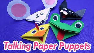 DIY Triangular Paper Hand Puppets (4 Cootie Catcher Farm Animals)