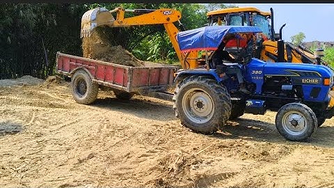 #jcb || #tractor || #video || JCB 3dx Backhoe loading soil in Eicher tractor || Mahindra, Sonalika