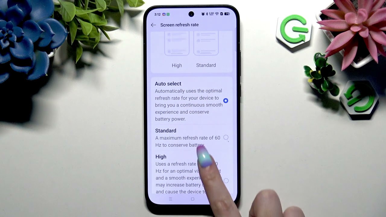 OPPO Reno 14 — как изменить частоту обновления экрана