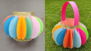 How to Make Lantern with Color Paper | Fancy Paper Lantern Making DIY