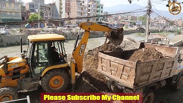 JCB 3DX SUPER LOADING SOIL INTO A DUMP TRUCK - JCB Backhoe Loader Working Video