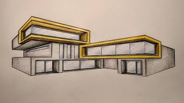 #016 - How to Draw a Modern House in 2-Point Perspective