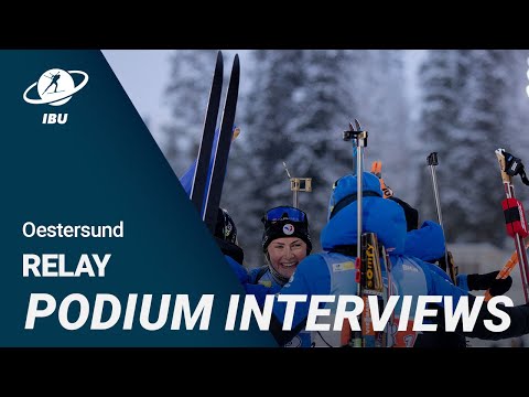 World Cup 21/22 Oestersund: Women Relay Podium Interviews