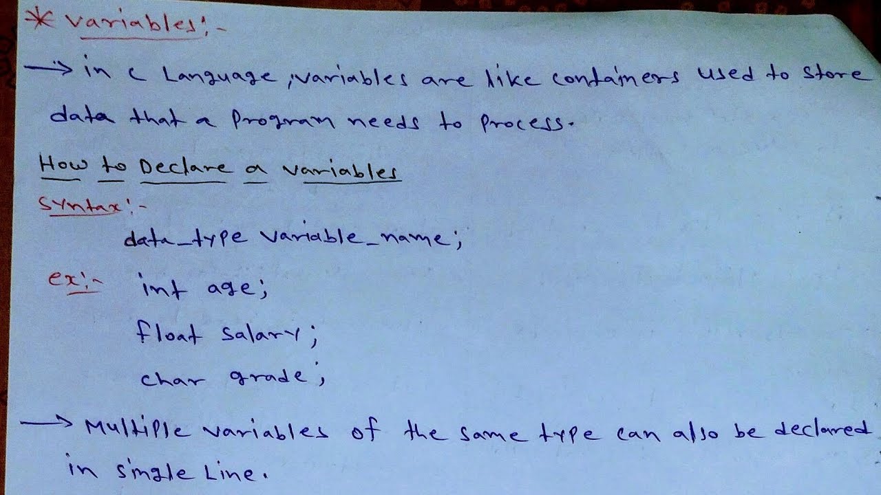 Variable and its type in C Programming Easy explanation with ...