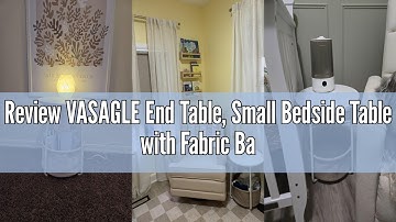 Review VASAGLE End Table, Small Bedside Table with Fabric Basket, Modern Nightstand, Round Side Tabl