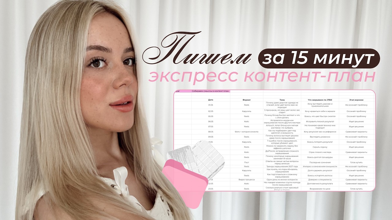 Пишем КОНТЕНТ-ПЛАН за 15 минут по НОВОМУ методу — Transcript